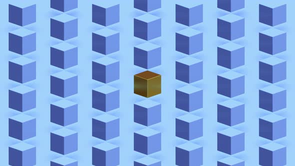 Gold color cube Abstract 3d render of geometric background, motion design.