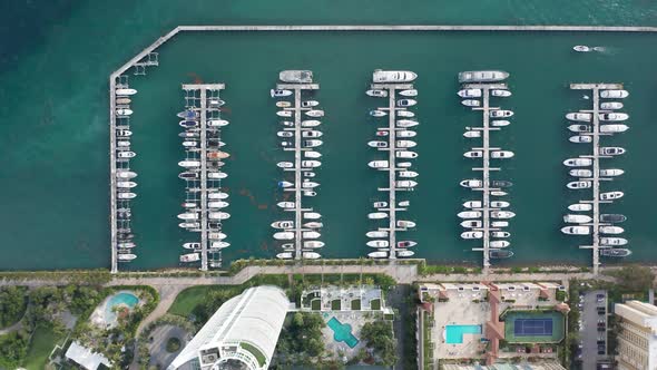  Aerial Top View on the Yachts at the Marina Port, Miami Downtown alt