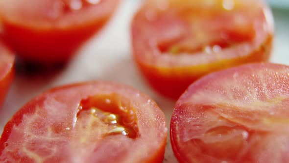 Close-up of sliced tomatoes