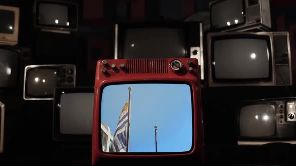 Flag of Uruguay on a Retro TV.