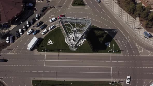 Aerial Top View of Traffic Jam on a City Road