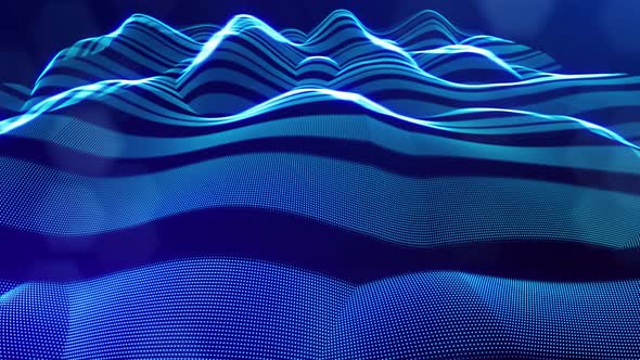 Blue High Tech Bg with Glow Particles Form Complex Stripe Structure