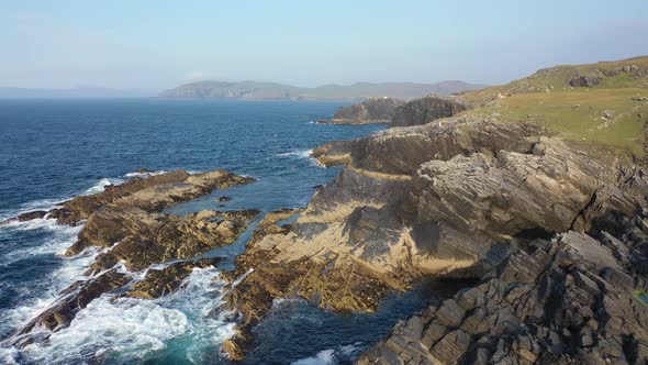 Aerial View of the Coastline at Dawros in County Donegal - Ireland