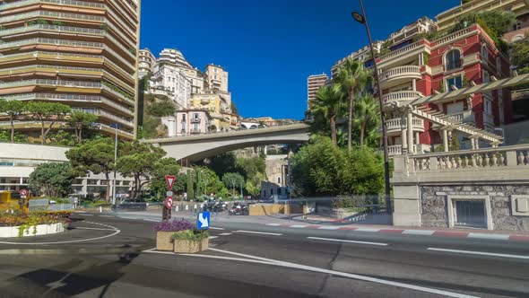 Monaco Church Sainte Devote Bridge Principality Mountain City State Timelapse Hyperlapse