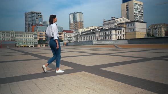 Tourist Walking in Summer City