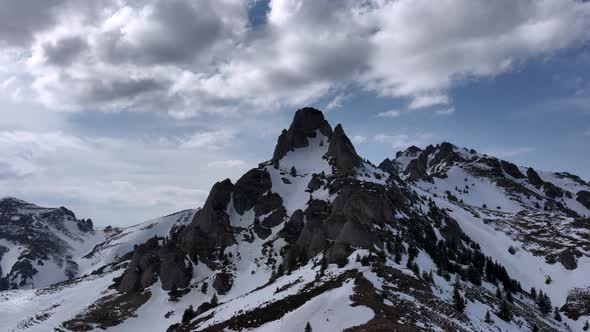 From Great Heigh Fairytale Mountain Landscape Snow Covered Ciucas