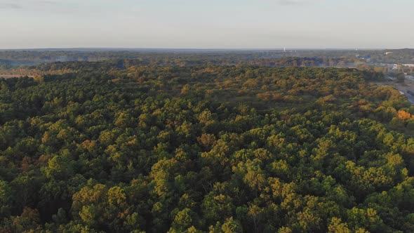 Aerial View Green Covered Forest of Poconos in Pennsylvania