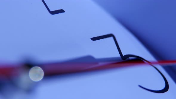 Blue Office Wall Clock in a Classic Style, Close-up