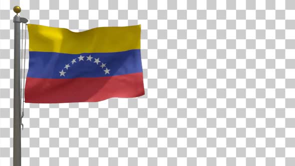Venezuela Flag on Flagpole with Alpha Channel