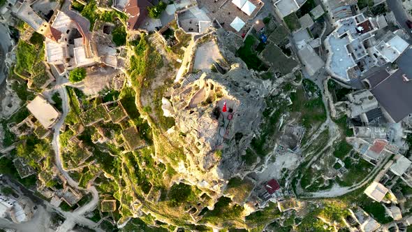 Awesome aerial view of Ortahisar 4 K Turkey Cappadocia