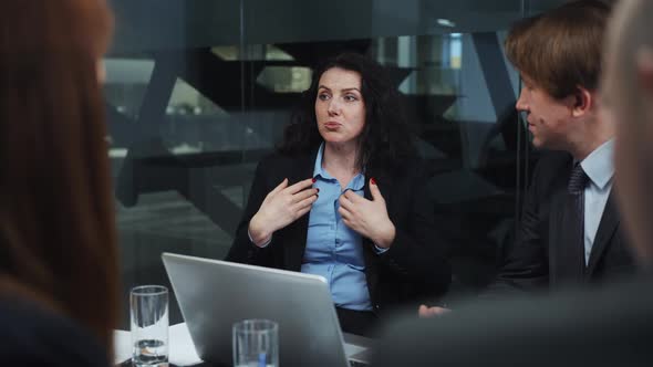 Female CEO Having Speech at Business Meeting