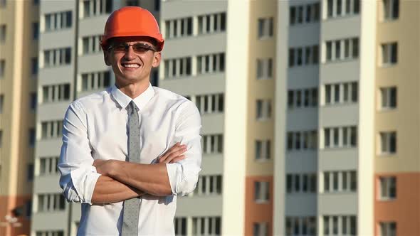 Happy Architect Gesturing Thumbs Up