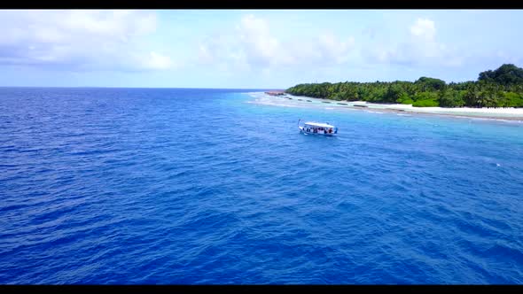 Aerial drone shot abstract of luxury sea view beach trip by blue water with white sand background of