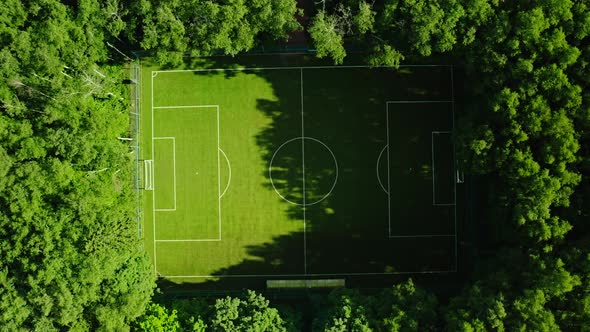 Aerial Drone Shot of Secluded Football Field