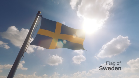 Sweden Flag on a Flagpole V2