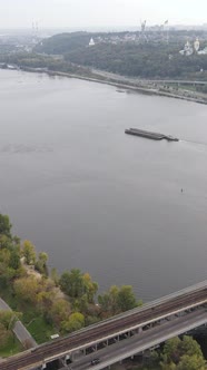 Vertical Video Aerial View of the Dnipro River  the Main River of Ukraine