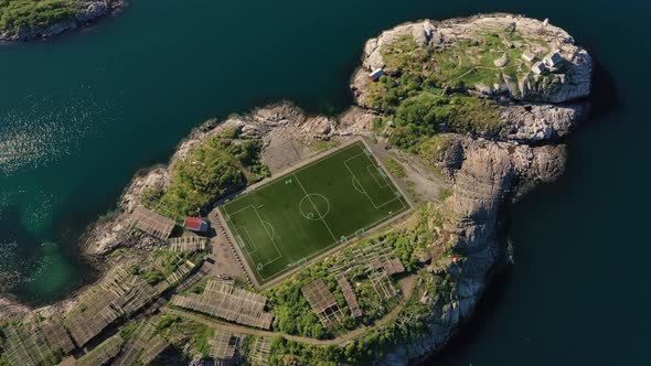 Norway Lofoten Football Field Stadium in Henningsvaer