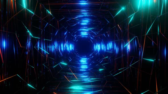 Flight in abstract sci-fi tunnel seamless loop. Futuristic motion graphics, high tech background alt