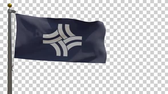 Thornton City Flag (Colorado, USA) on Flagpole with Alpha Channel - 4K