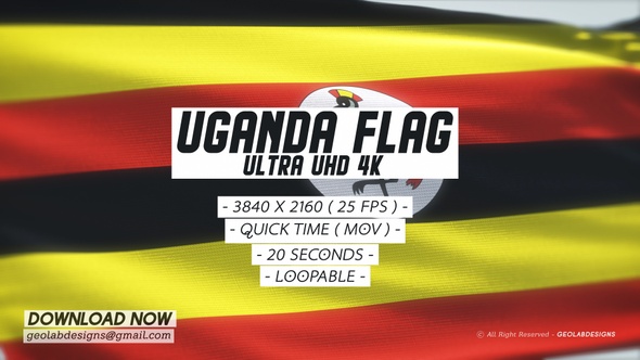 Uganda Flag - Ultra UHD 4K Loopable
