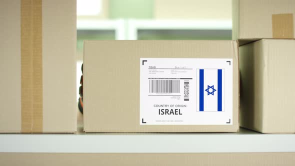 Cardboard Parcel From Israel in a Postal Service Storage