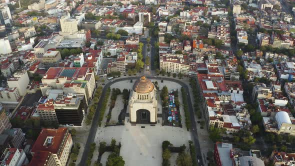 Monument to the Revolution Building in Downtown Mexico City - Aerial