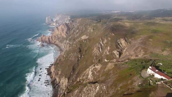 Aerial view of Cabo da Roca, Portugal - westernmost point of continental Europe