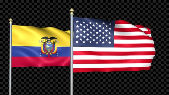 Ecuador And United States Two Countries Flags Waving