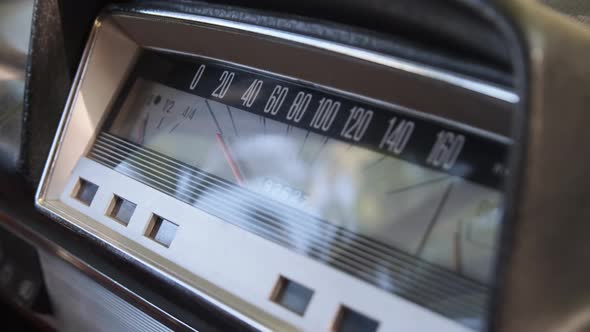 Car Retro Dashboard. Vintage Retro Speedometer and Instrument Panel of Old Car