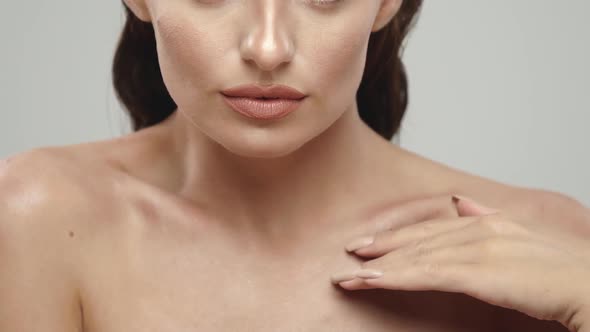 Closeup of Beautiful Woman Shoulders