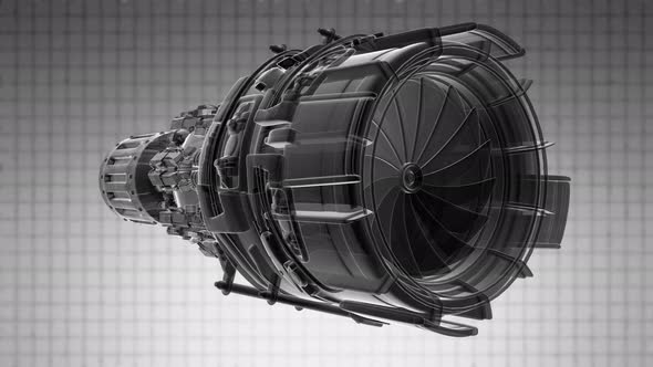 Rotate Jet Engine Turbine