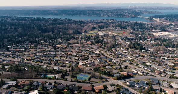 Bellevue Wa Cityscape Aerial View Seattle Skyline