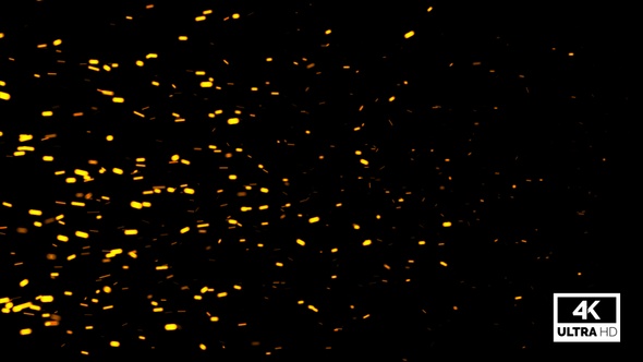 Flying Fire Particles Isolated On Black Background Looped V1