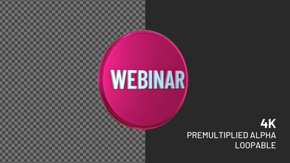Webinar 3D Rotating Loopable Badge with Alpha Channel 4K alt