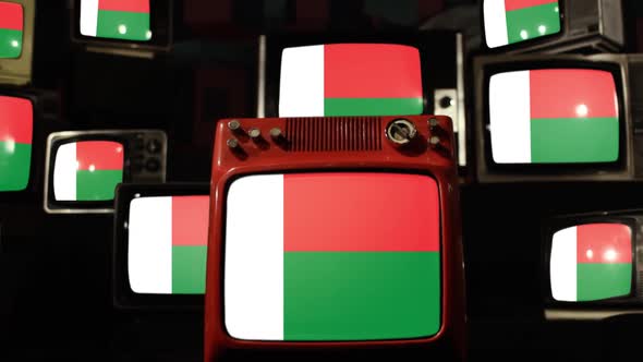 Flag of Madagascar and Retro TVs.