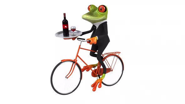 Fun frog on a bicycle - Digital animation