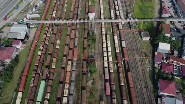 Train Station aerial view - Cargo Trains