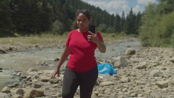 Worried African American Woman Ecologist Live Streaming Video About Environmental Pollution