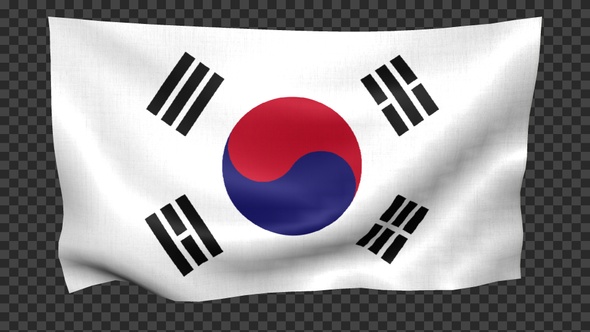 Korea South Flag Waving Looped