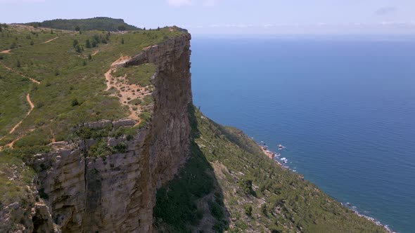 Aerial shot of Cap Canaille cliff between Cassis and La Ciotat towns in France