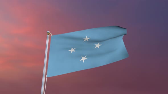 Flag Of Micronesia Waving 4k