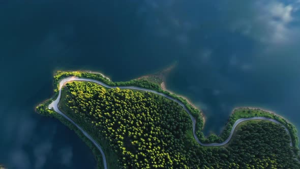 Evening Lake Aerial Panorama 