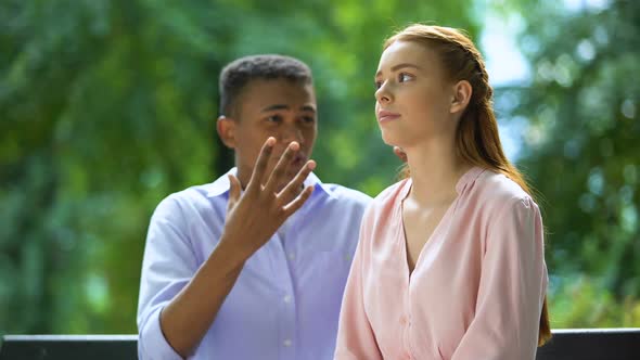 Teenage Girl Tired of Listening Mixed-Race Boyfriend Complaints, Walking Away