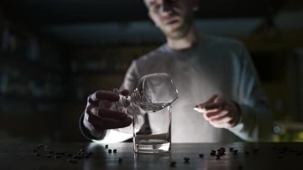 Bartender Fires Up the Sambuca with Gas Burner, Making Cocktails in a Bar, Alcohol Drink, Bar Party