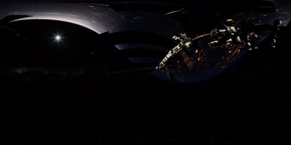 Timelapse ISS in Virtual Reality 360 Degree Video. International Space Station alt