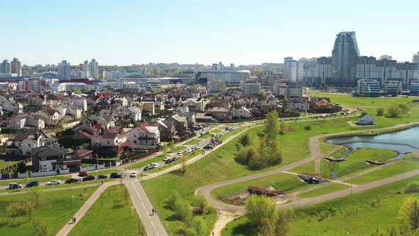 View From the Height of the Drozdy District and the Minsk Sports Complex Minsk Arena in Minsk