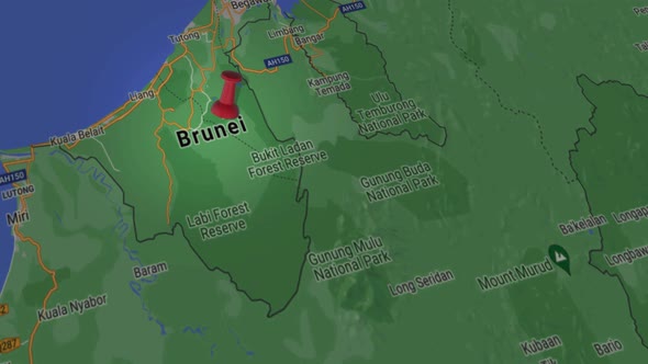 Brunei on map 4K