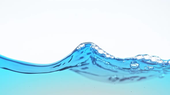 Super Slow Motion Shot of Clear Waving Water With Bubbles Background at 1000 Fps