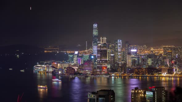 Cityscape Yau Tsim Mong of Hong Kong Reflected in Water