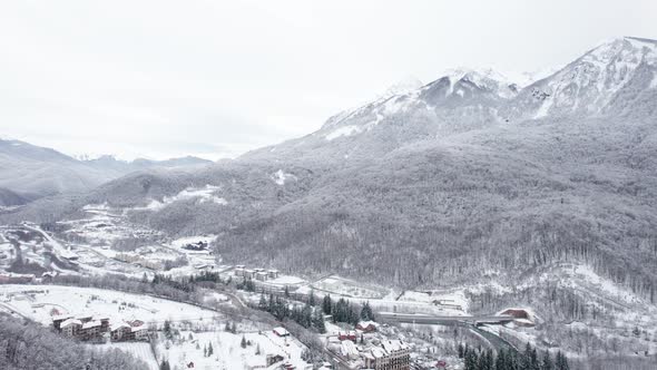 Winter Mountain Landscape The Rosa Khutor Alpine Resort Near Krasnaya Polyana Panoramic Background